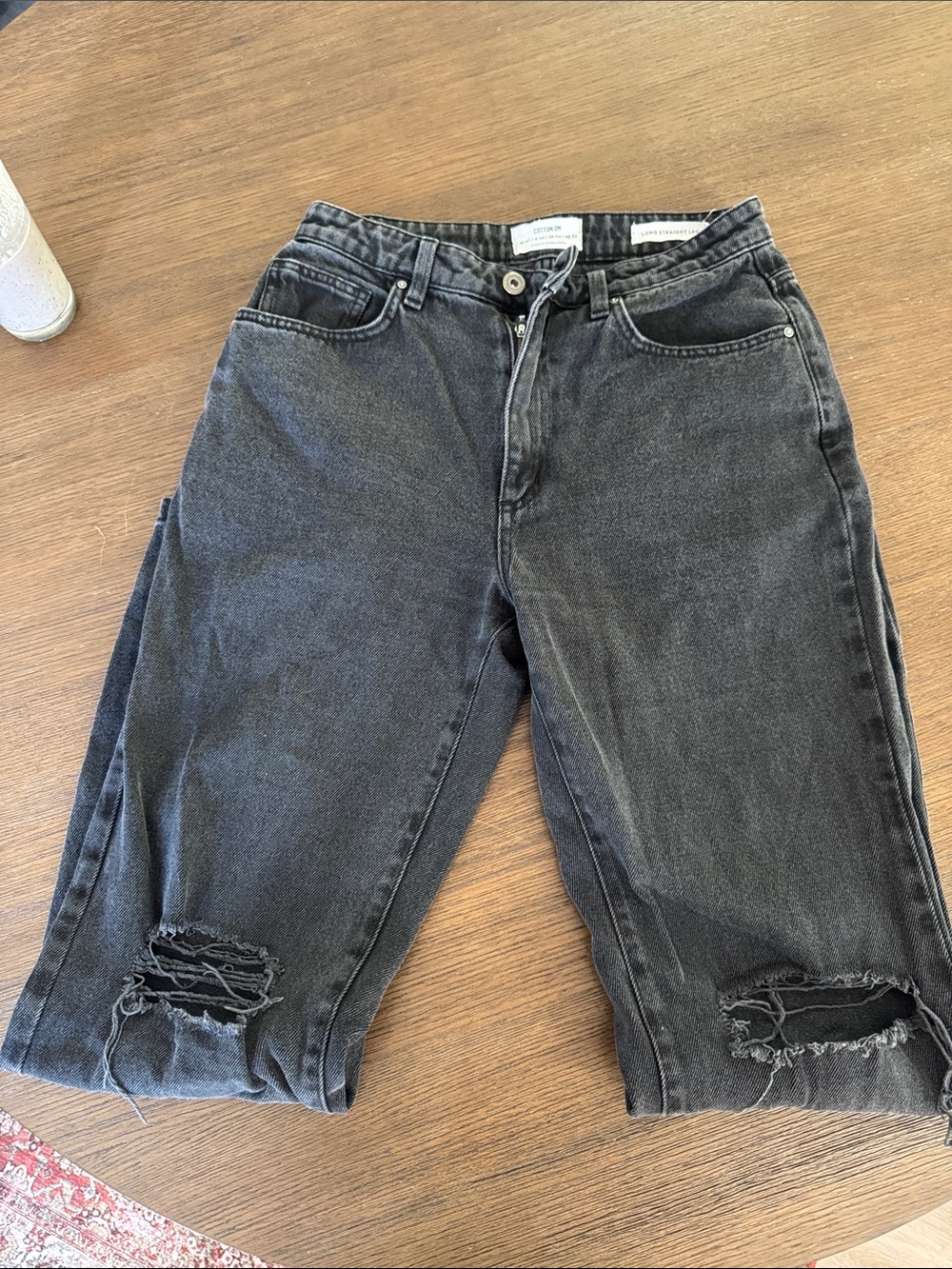 Cotton On Washed Black Long Straight Leg Jeans